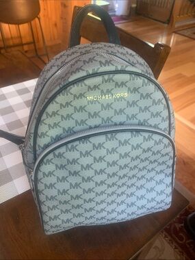 Michael Kors MK Monogram Backpack in Gray and Black